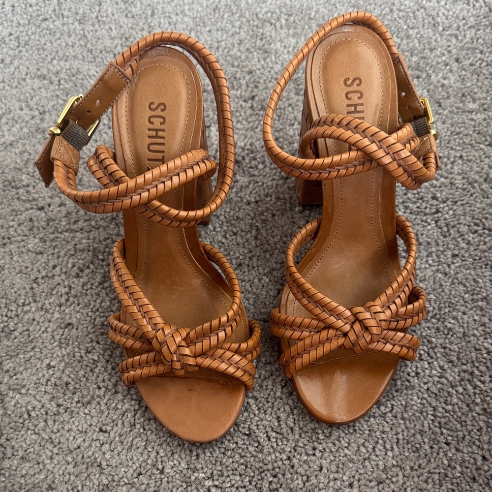 SCHUTZ Tan Braided Sandals